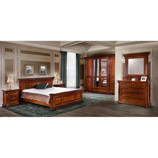 Comoda - Venetia Lux Comode lemn masiv, Comodă lemn masiv, maro/alb, inserții ornamentale, Veneția Lux