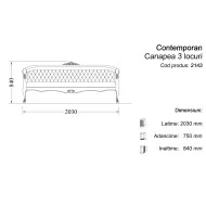 Canapea lemn masiv, maro/alb, 3 locuri, Contemporan