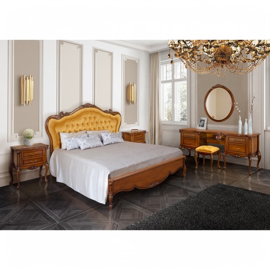 Set dormitor lemn masiv, din tei & fag, maro natural, 8 piese - Jasmina