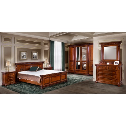 Dormitor complet lemn masiv, 100% din lemn de tei, 6 piese - Venetia Lux