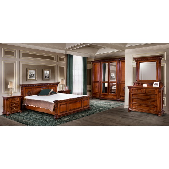Dormitor complet lemn masiv, 100% din lemn de tei, 6 piese - Venetia Lux