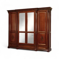 Dulap lemn masiv, maro/alb, 4 uși, oglinzi, Veneția Lux Dulap lemn masiv, maro/alb, 4 uși, oglinzi, Veneția Lux