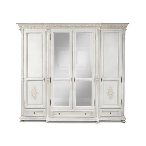 Dulap lemn masiv, maro/alb, 4 uși, oglinzi, Veneția Lux Dulap lemn masiv, maro/alb, 4 uși, oglinzi, Veneția Lux
