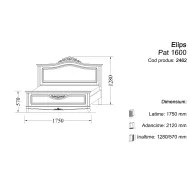 Pat lemn masiv, maro/alb, dublu, 1600, inserții ornamentale, Elips