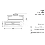 Pat lemn masiv, maro/alb, dublu, 1800, inserții ornamentale, Elips