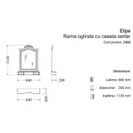 Ramă oglindă lemn masiv, maro/alb, 2 sertare, Elips