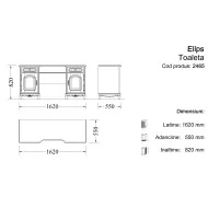 Toaletă lemn masiv, maro/alb, 2 sertare, 2 uși, Elips