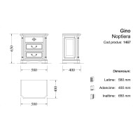 Noptieră lemn masiv, maro/alb, 3 sertare, Gino Noptieră lemn masiv, maro/alb, 3 sertare, Gino