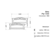 Pat lemn masiv, maro/alb, dublu, 1400, ornamente sculptate, Gino