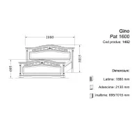 Pat lemn masiv, maro/alb, dublu, 1600, ornamente sculptate, Gino