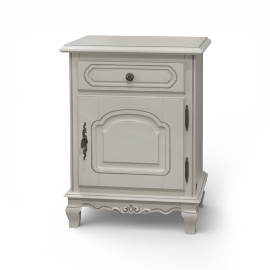 Noptieră lemn masiv, MD2,  gri, 1 sertar, 1 ușă, dreapta, Elips