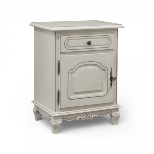 Noptieră lemn masiv, MD2, gri, 1 sertar, 1 ușă, stânga, Elips