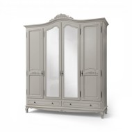 Dulap lemn masiv, MD2, gri cu oglindă, 4 uși, Elips