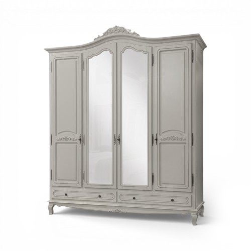 Dulap lemn masiv, MD2, gri cu oglindă, 4 uși, Elips