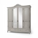 Dulap lemn masiv, MD2, gri cu oglindă, 4 uși, Elips