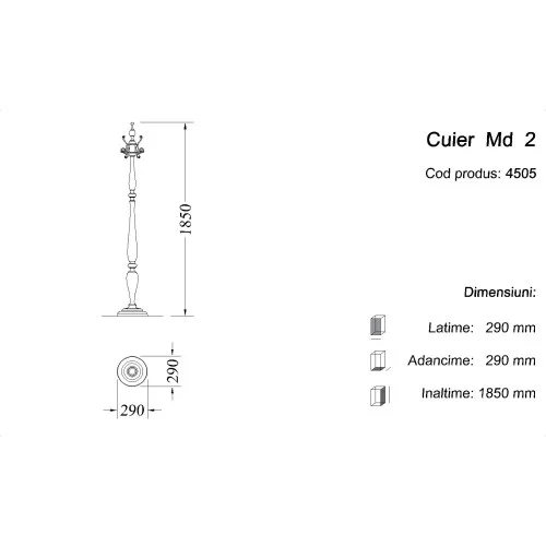 Cuier lemn masiv, maro/alb, Md.2, Mic Mobilier