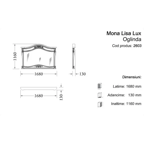 Oglindă Lemn Masiv, Maro/Alb, sculptata manual, Mona Lisa Lux