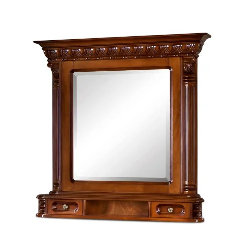 Ramă Oglindă Lemn Masiv, Maro/Alb, 2 Sertare, Veneția Lux