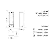 Bibliotecă lemn masiv, alb, Md.1, Yana