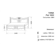 Pat lemn masiv, alb, dublu, 1600, Yana Pat lemn masiv, alb, dublu, 1600, Yana