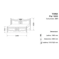 Pat lemn masiv, alb, dublu, 1600, Yana