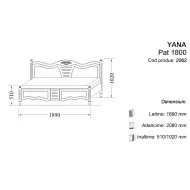 Pat lemn masiv, alb, dublu, 1800, Yana