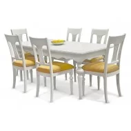 Masă lemn masiv, alb, extensibilă, Yana