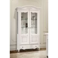 Cristalier lemn masiv, alb, 2 uși, Yana