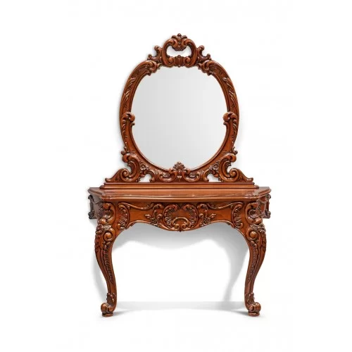 Masă consolă lemn masiv, maro/alb, formă elegantă, Cleopatra Lux