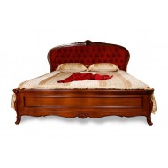 Pat lemn masiv, maro/alb, dublu, 1800, tăblie tapisată, Arcad Pat lemn masiv, maro/alb, dublu, 1800, tăblie tapisată, Arcad