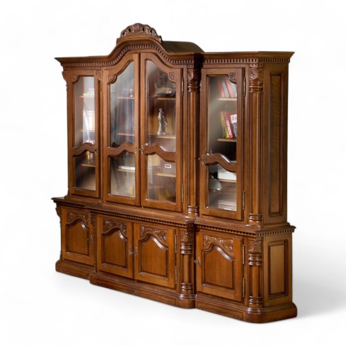 Bibliotecă lemn masiv, maro/alb, 4 uși, Cristina Bibliotecă lemn masiv, maro/alb, 4 uși, Cristina