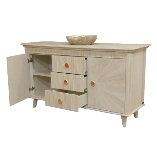 Camelot- Tömör fa kredenc, 2 ajtós, 3 fiókos