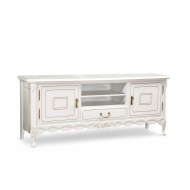 Bufet tv plasmă lemn masiv, alb, 3 uși, 2 sertare, Flora Bufet tv plasmă lemn masiv, alb, 3 uși, 2 sertare, Flora
