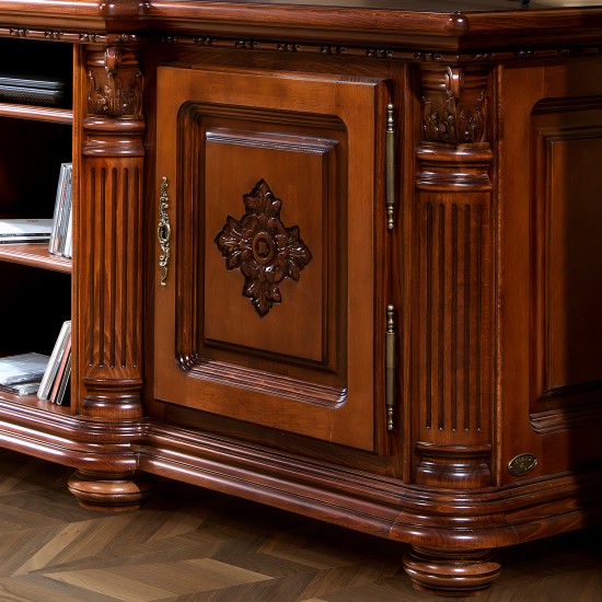 Bufet tv plasma - Venetia Lux Bufete din Lemn Masiv, Bufet tv plasmă lemn masiv, maro/alb, ornamente manuale, Veneția Lux