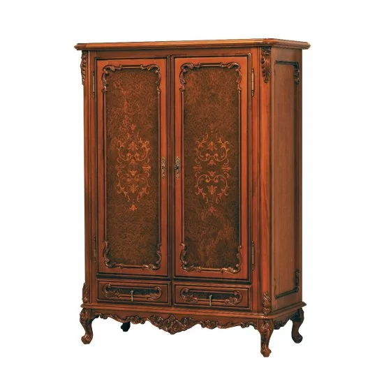 Comode din Lemn Masiv, Comodă lemn masiv, bar, maro/alb, 2 uși, 2 sertare, Cleopatra