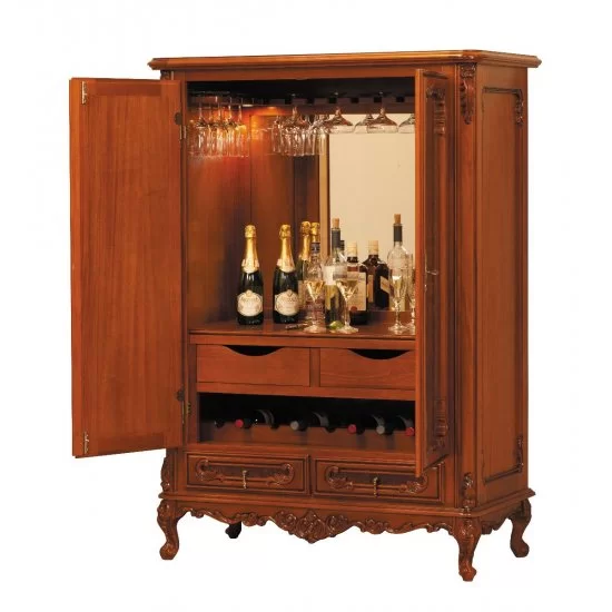 Comoda bar - Cleopatra Comode din Lemn Masiv, Comodă lemn masiv, bar, maro/alb, 2 uși, 2 sertare, Cleopatra
