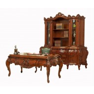 Bibliotecă lemn masiv, maro/alb, 4 uși, 3 sertare, Cleopatra Lux Bibliotecă lemn masiv, maro/alb, 4 uși, 3 sertare, Cleopatra Lux