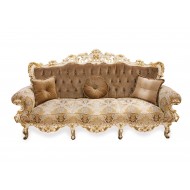 Canapea lemn masiv, maro/alb, sofa, tapisată, Cleopatra Lux Canapea lemn masiv, maro/alb, sofa, tapisată, Cleopatra Lux
