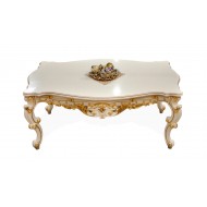 Măsută lemn masiv, maro/alb, broderie aur, Cleopatra Lux Măsută lemn masiv, maro/alb, broderie aur, Cleopatra Lux