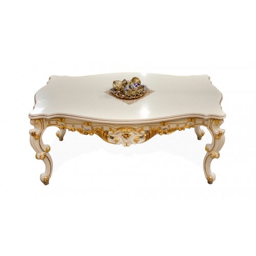 Măsută lemn masiv, maro/alb, broderie aur, Cleopatra Lux Măsută lemn masiv, maro/alb, broderie aur, Cleopatra Lux
