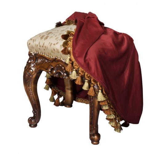 Taburet lemn masiv, maro/alb, ornamente manuale, Cleopatra Lux Taburet lemn masiv, maro/alb, ornamente manuale, Cleopatra Lux
