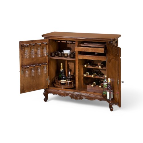 Comodă lemn masiv, bar, maro/alb, 2 uși, 2 sertare, Royal Comodă lemn masiv, bar, maro/alb, 2 uși, 2 sertare, Royal