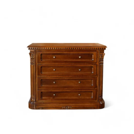 Comoda - Cristina Comode lemn masiv, Comodă lemn masiv, maro/alb, inserții ornamentale sculptate, Cristina