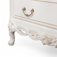 Comodă lemn masiv, alb, design stil Rococo, Flora Comodă lemn masiv, alb, design stil Rococo, Flora