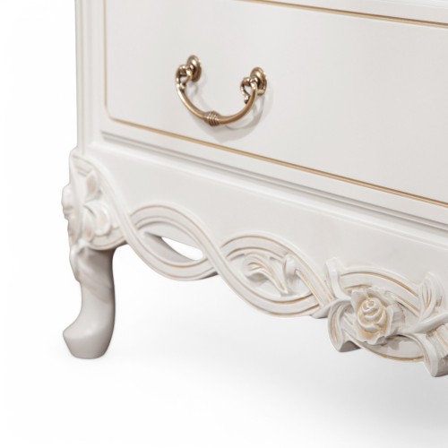 Comodă lemn masiv, alb, design stil Rococo, Flora Comodă lemn masiv, alb, design stil Rococo, Flora