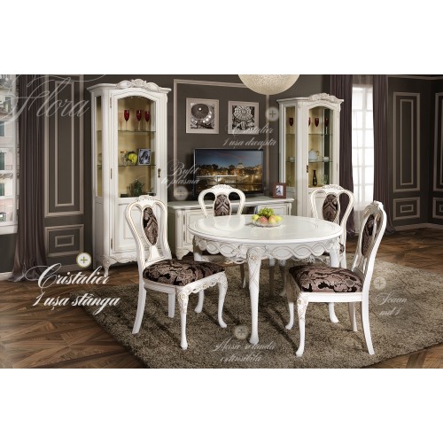 Flora - Bal oldalra nyiló 1 ajtós vitrin - kristálytartó