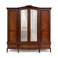 Dulap lemn masiv, maro/alb, 4 uși, inserții ornamentale, Serena