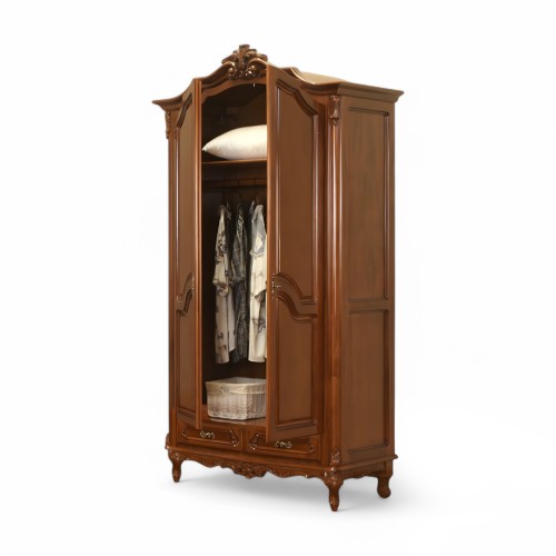 Dulap lemn masiv, maro/alb, 2 uși, inserții ornamentale, Royal Dulap lemn masiv, maro/alb, 2 uși, inserții ornamentale, Royal