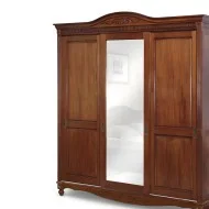 Dulap lemn masiv, maro/alb, cu oglinda, 3 uși glisant, Carina