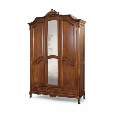 Dulap lemn masiv, maro/alb, 3 uși, inserții ornamentale, Royal Dulap lemn masiv, maro/alb, 3 uși, inserții ornamentale, Royal